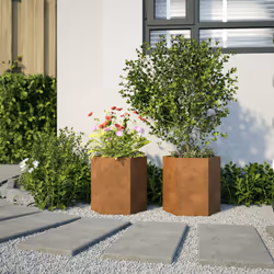vidaXL Garden Planters Plant Pot Flower Box 2 pcs Hexagon Weathering Steel
