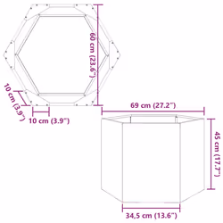 vidaXL Garden Planter Outdoor Flower Pot Patio Planter Pot Black Hexagon Steel - Additional view 9