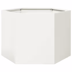 vidaXL Garden Planter Outdoor Flower Pot Patio Planter Pot White Hexagon Steel - Additional view 5