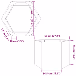 vidaXL Garden Planter Outdoor Flower Pot Patio Planter Pot White Hexagon Steel - Additional view 9