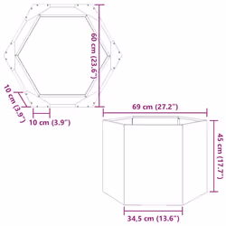 vidaXL Garden Planter Outdoor Flower Pot Planter Pot Hexagon Stainless Steel