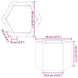 vidaXL Garden Planter Outdoor Flower Pot Planter Pot Hexagon Galvanized Steel - Additional view 9