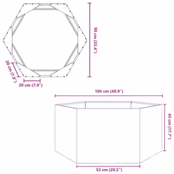 vidaXL Garden Planter Outdoor Flower Pot Patio Planter Pot Black Hexagon Steel - Additional view 9