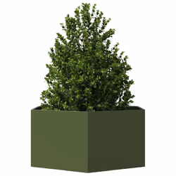 vidaXL Garden Planter Outdoor Flower Pot Planter Pot Olive Green Hexagon Steel