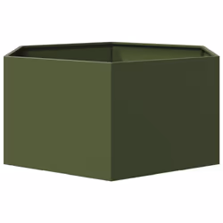 vidaXL Garden Planter Outdoor Flower Pot Planter Pot Olive Green Hexagon Steel - Additional view 4