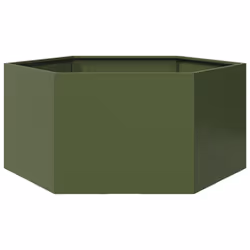 vidaXL Garden Planter Outdoor Flower Pot Planter Pot Olive Green Hexagon Steel - Additional view 5