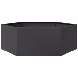 vidaXL Garden Planter Outdoor Flower Pot Patio Planter Pot Black Hexagon Steel - Additional view 5