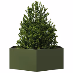 vidaXL Garden Planter Outdoor Flower Pot Planter Pot Olive Green Hexagon Steel