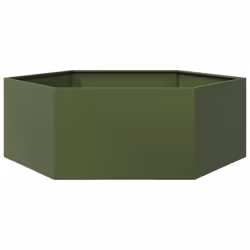 vidaXL Garden Planter Outdoor Flower Pot Planter Pot Olive Green Hexagon Steel - Additional view 5