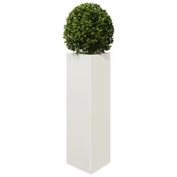 vidaXL Garden Planters Outdoor Flower Pot Patio Planter Box Triangular Steel - white, 30 x 26 x 75 cm/ 1 pcs - Additional view 2