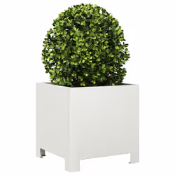 vidaXL Garden Planter Plant Pot Flower Pot Outdoor Planter Box White Steel