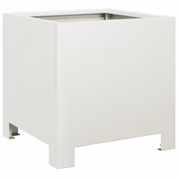 vidaXL Garden Planters Patio Flower Pot Outdoor Planter Box 2 pcs White Steel - Additional view 4