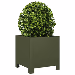 vidaXL Garden Planter Patio Flower Pot Outdoor Planter Box Olive Green Steel - Additional view 2