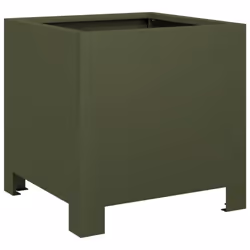 vidaXL Garden Planters Flower Pot Outdoor Planter Box 2 pcs Olive Green Steel - Additional view 4