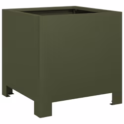 vidaXL Garden Planters Flower Pot Outdoor Planter Box 2 pcs Olive Green Steel - Additional view 7