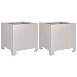 vidaXL Garden Planters Flower Pot Outdoor Planter Box 2 pcs Stainless Steel