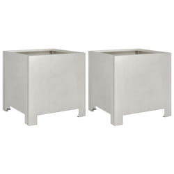 vidaXL Garden Planters Flower Pot Outdoor Planter Box 2 pcs Stainless Steel