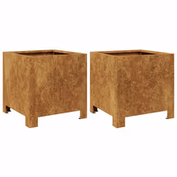 vidaXL Garden Planters Plant Pot Flower Pot Planter Box 2 pcs Weathering Steel