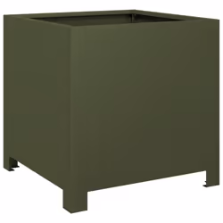 vidaXL Garden Planters Flower Pot Outdoor Planter Box 2 pcs Olive Green Steel - Additional view 4
