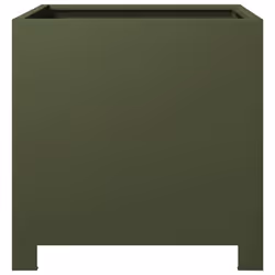 vidaXL Garden Planters Flower Pot Outdoor Planter Box 2 pcs Olive Green Steel - Additional view 5