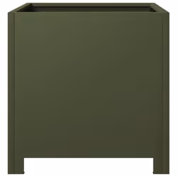 vidaXL Garden Planters Flower Pot Outdoor Planter Box 2 pcs Olive Green Steel - Additional view 6