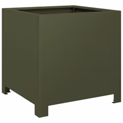 vidaXL Garden Planters Flower Pot Outdoor Planter Box 2 pcs Olive Green Steel - Additional view 7