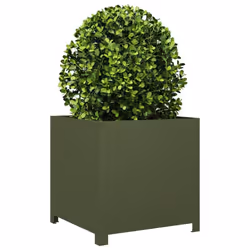 vidaXL Garden Planter Patio Flower Pot Outdoor Planter Box Olive Green Steel - Additional view 2