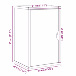 vidaXL Bathroom Wall Cabinet Hanging Wall Storage Cupboard Solid Wood Pine - Additional view 6