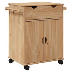 vidaXL Kitchen Trolley Rolling Cart Serving Trolley Bar Cart Solid Wood Pine