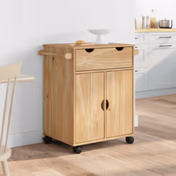 vidaXL Kitchen Trolley Rolling Cart Serving Trolley Bar Cart Solid Wood Pine