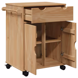 vidaXL Kitchen Trolley Rolling Cart Serving Trolley Bar Cart Solid Wood Pine
