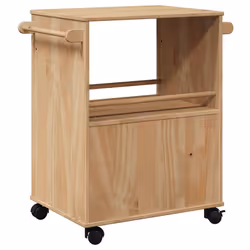 vidaXL Kitchen Trolley Rolling Cart Serving Trolley Bar Cart Solid Wood Pine - Additional view 5