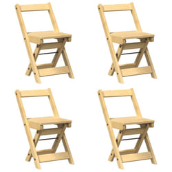 vidaXL Dining Chairs Foldable Kitchen Chair 4 pcs Wax Brown Solid Wood Pine
