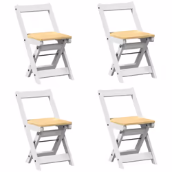 vidaXL Dining Chairs Foldable Kitchen Dinner Chair 4 pcs White Solid Wood Pine