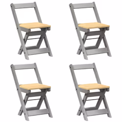 vidaXL Dining Chairs Foldable Kitchen Dinner Chair 4 pcs Grey Solid Wood Pine