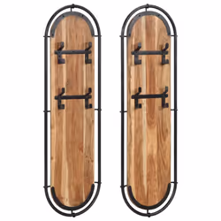 vidaXL Wall-mounted Coat Racks with 4 Hooks Wall Coat Hook Wall Hanger 2 pcs - acacia wood