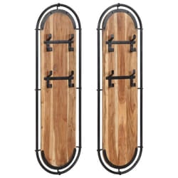 vidaXL Wall-mounted Coat Racks with 4 Hooks Wall Coat Hook Wall Hanger 2 pcs - acacia wood