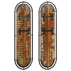 vidaXL Wall-mounted Coat Racks with 4 Hooks Wall Coat Hook Wall Hanger 2 pcs - reclaimed wood