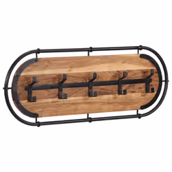 vidaXL Wall-mounted Coat Rack with 5 Hooks Wall Coat Hook Hat Wall Hanger - acacia wood