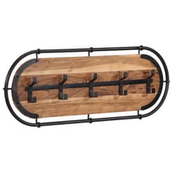 vidaXL Wall-mounted Coat Rack with 5 Hooks Wall Coat Hook Hat Wall Hanger - acacia wood