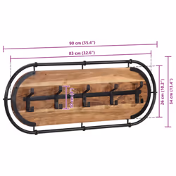 vidaXL Wall-mounted Coat Rack with 5 Hooks Wall Coat Hook Hat Wall Hanger - acacia wood