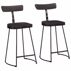vidaXL Gavin Bar Stools Dining Room Chair Seat Stool Solid Mango Wood 2 pcs - black, 49 x 43 x 88 cm