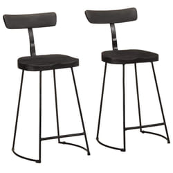 vidaXL Gavin Bar Stools Dining Room Chair Seat Stool Solid Mango Wood 2 pcs - black, 49 x 43 x 88 cm