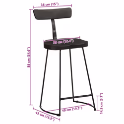 vidaXL Gavin Bar Stools Dining Room Chair Seat Stool Solid Mango Wood 2 pcs - black, 49 x 43 x 88 cm