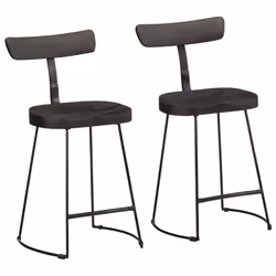 vidaXL Gavin Bar Stools Dining Room Chair Seat Stool Solid Mango Wood 2 pcs - black, 49 x 43 x 79 cm