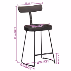 vidaXL Gavin Bar Stools Dining Room Chair Seat Stool Solid Mango Wood 2 pcs - black, 49 x 43 x 79 cm - Additional view 4