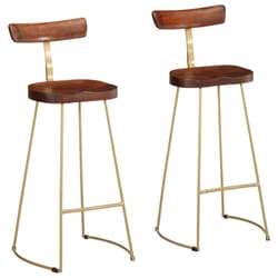 vidaXL Gavin Bar Stools Dining Room Chair Seat Stool Solid Mango Wood 2 pcs - brown, 49 x 43 x 103 cm