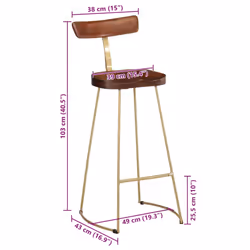 vidaXL Gavin Bar Stools Dining Room Chair Seat Stool Solid Mango Wood 2 pcs - brown, 49 x 43 x 103 cm