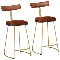 vidaXL Gavin Bar Stools Dining Room Chair Seat Stool Solid Mango Wood 2 pcs - brown, 49 x 43 x 88 cm