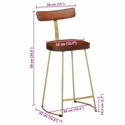 vidaXL Gavin Bar Stools Dining Room Chair Seat Stool Solid Mango Wood 2 pcs - brown, 49 x 43 x 88 cm